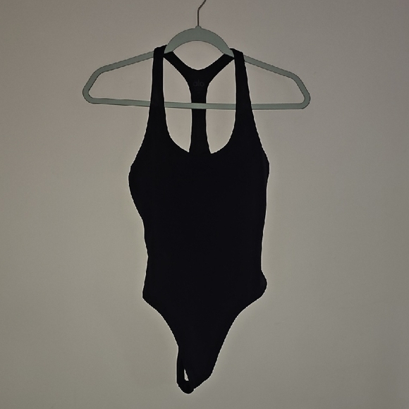 ALO Womens Black Beautiful Soft Black Thong Bodysuit!! Like New! Dont Miss! Med - Picture 1 of 8